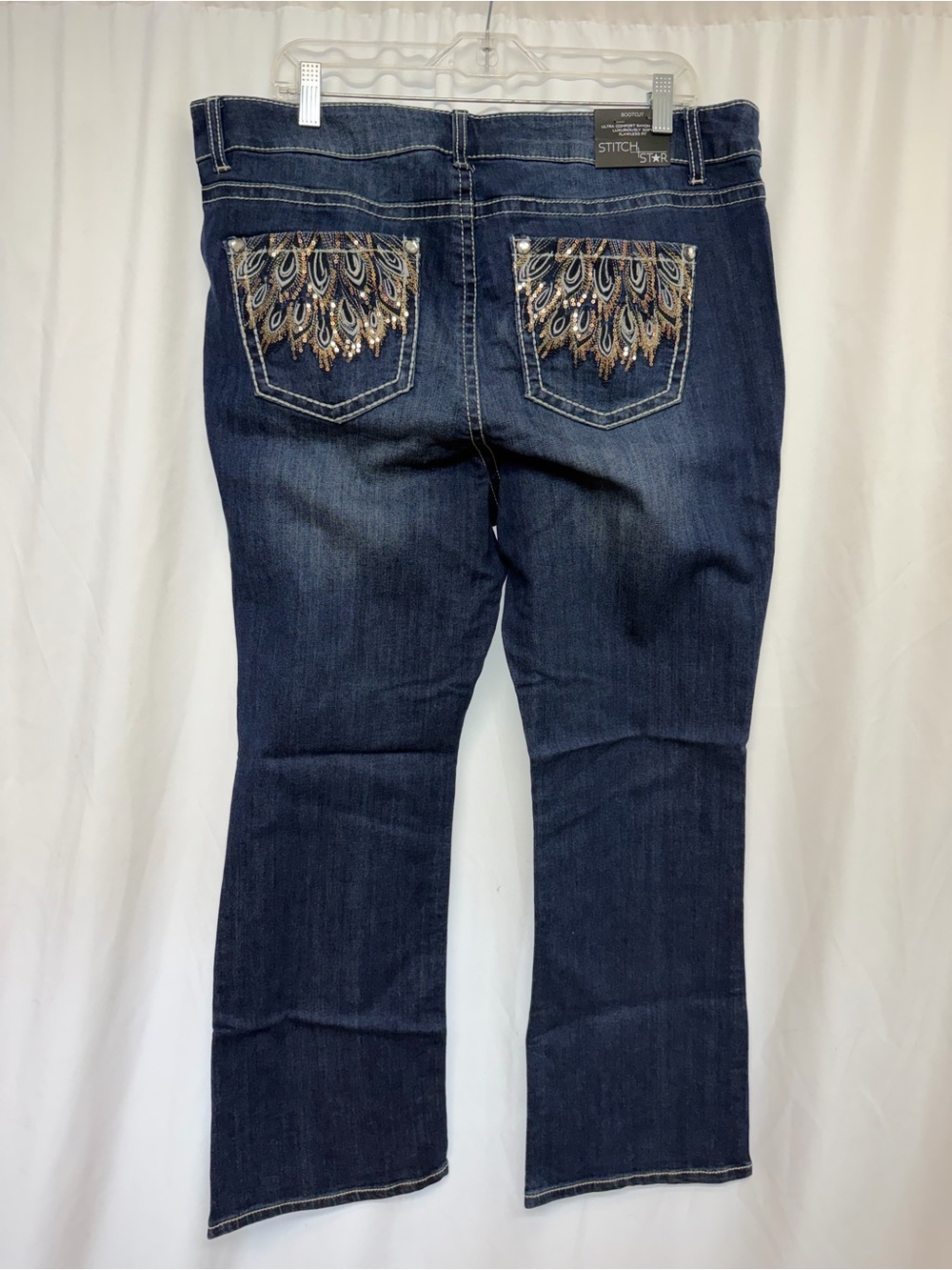 Stitch Star 18W Short Embellished Pocket Bootcut Jeans NWT Plus Size - Picture 4 of 9